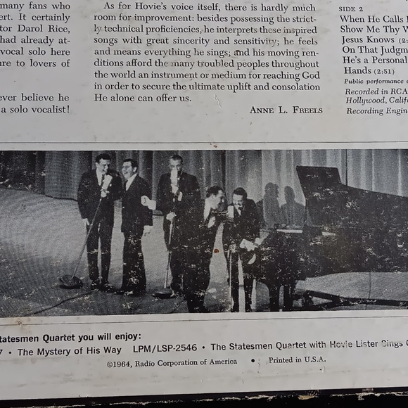 Hovie Lister Sings With His Famous Statesmen Quartet STEREO DISC - Picture 8 of 16